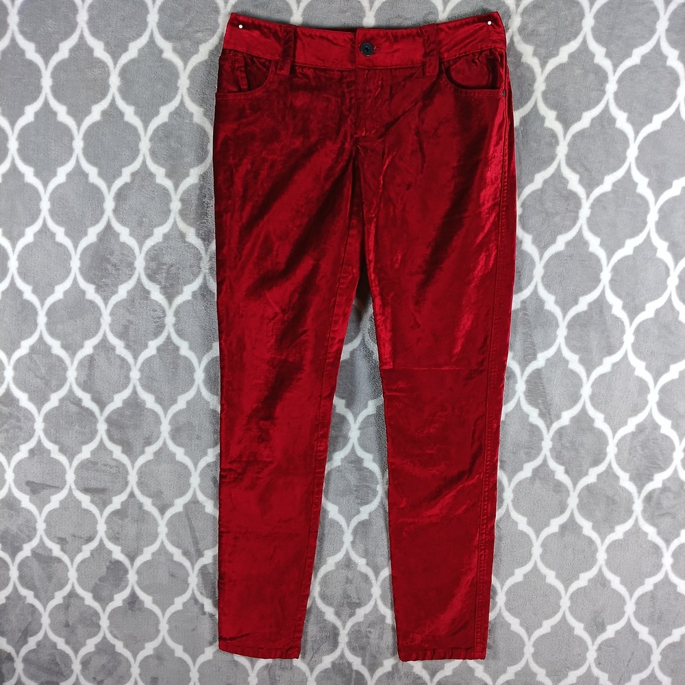 Alice + Olivia Pants Women Size 28 Red Velvet Low Rise Festive Holiday